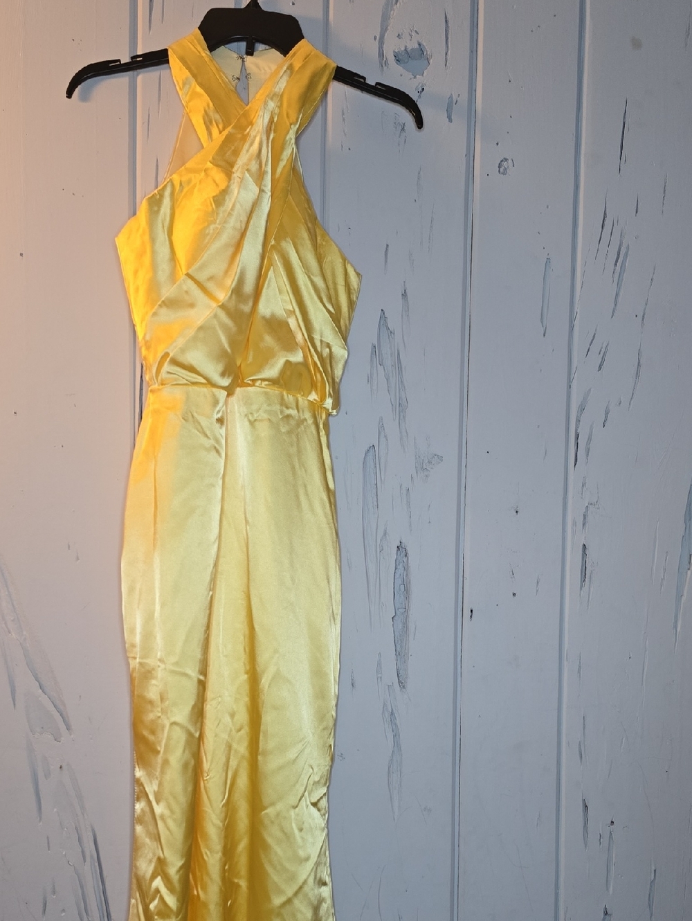 Yellow Satin Halter Dress
